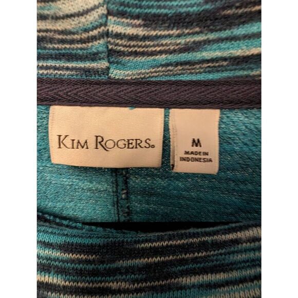 Kim Rogers Cowl Neck Striped Blue Top with Long Sleeves Women's Size Medium - Picture 3 of 5